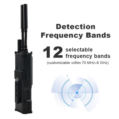 satın al El Drone Detektörü 70MHz 6GHz Tam Spektrumlu, 1.52 km tespit menzili ve Endüstriyel ve FPV Drones için 12 önceden ayarlanmış bant Çevrimiçi üretim