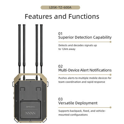 Drone Detector 12km Detection Range 100MHz-6.2GHz Wideband Detection and 24 Hours Continuous Operation Portable Drone Detector Drone detection drone security anti drone system